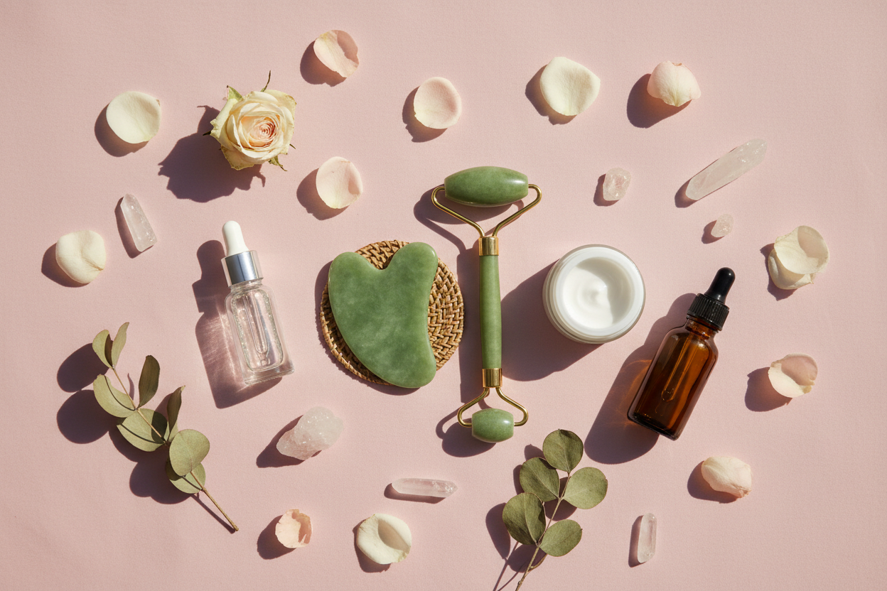 Flat lay med Gua Sha set