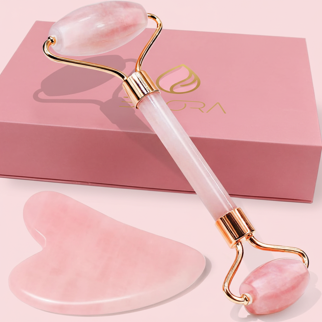 Gua Sha Kit Rosa Bakgrund
