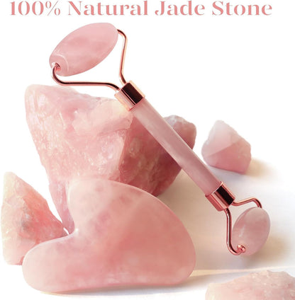 Balora Gua Sha & Jade Roller Set – Ansiktsmassage för Lyft & Avsvällning